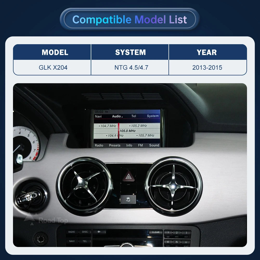 Road Top Wireless CarPlay for Mercedes Benz GLK NTG4.5 2013-2015 with Android Auto Mirror  | AUTOKITSHOP
