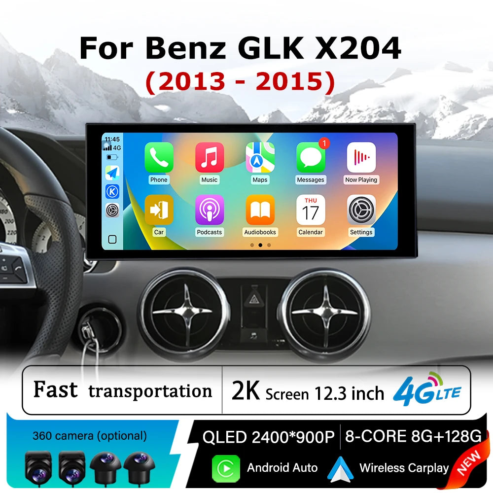 Android 14 Ultra-Thin screen for Mercedes Benz GLK X204 20013 - 20115 Wireless Carplay Car