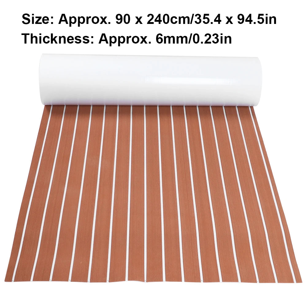 Self-Adhesive EVA Foam Boat Marine Flooring Faux Teak Decking Sheet Striped Yacht Marine Mat 90x - Automotive LED Light
