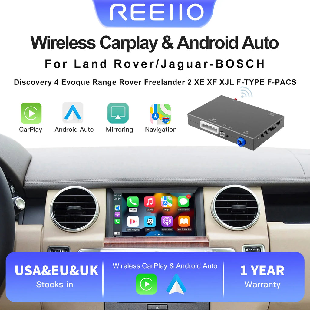 REEIIO Wireless Carplay Android Auto for Jaguar Land Rover Bosch Discovery 4 Aurora Freela
