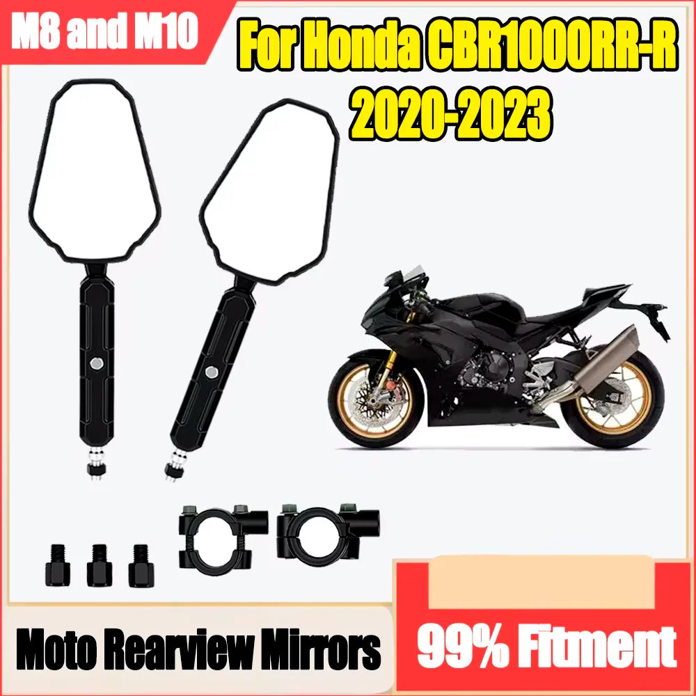 Motorcycle Rearview Mirrors With Screw Off Road Wide Side Mirror 360° Adjustable For Honda