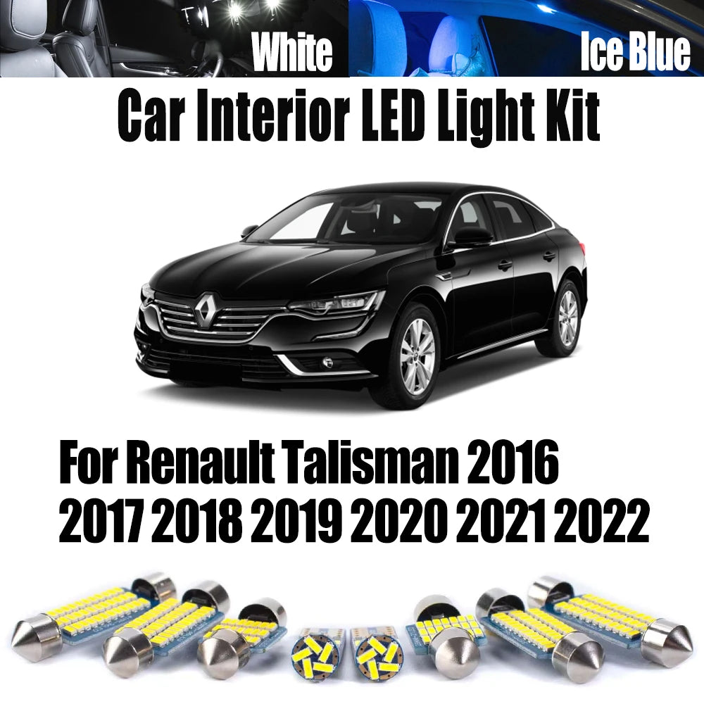14-Piece LED Interior Light Kit for Renault Talisman 2016- 2021 - Canbus Dome Map Door Trunk Bulbs | AUTOKITSHOP