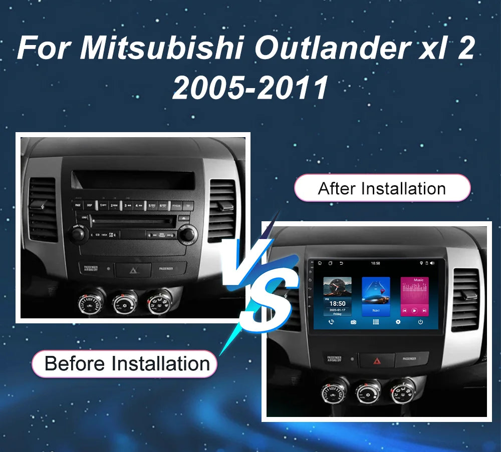 Android 15 Car Radio Stereo For Mitsubishi Outlander xl 2 2005-2011 Auto GPS Navigation Mu
