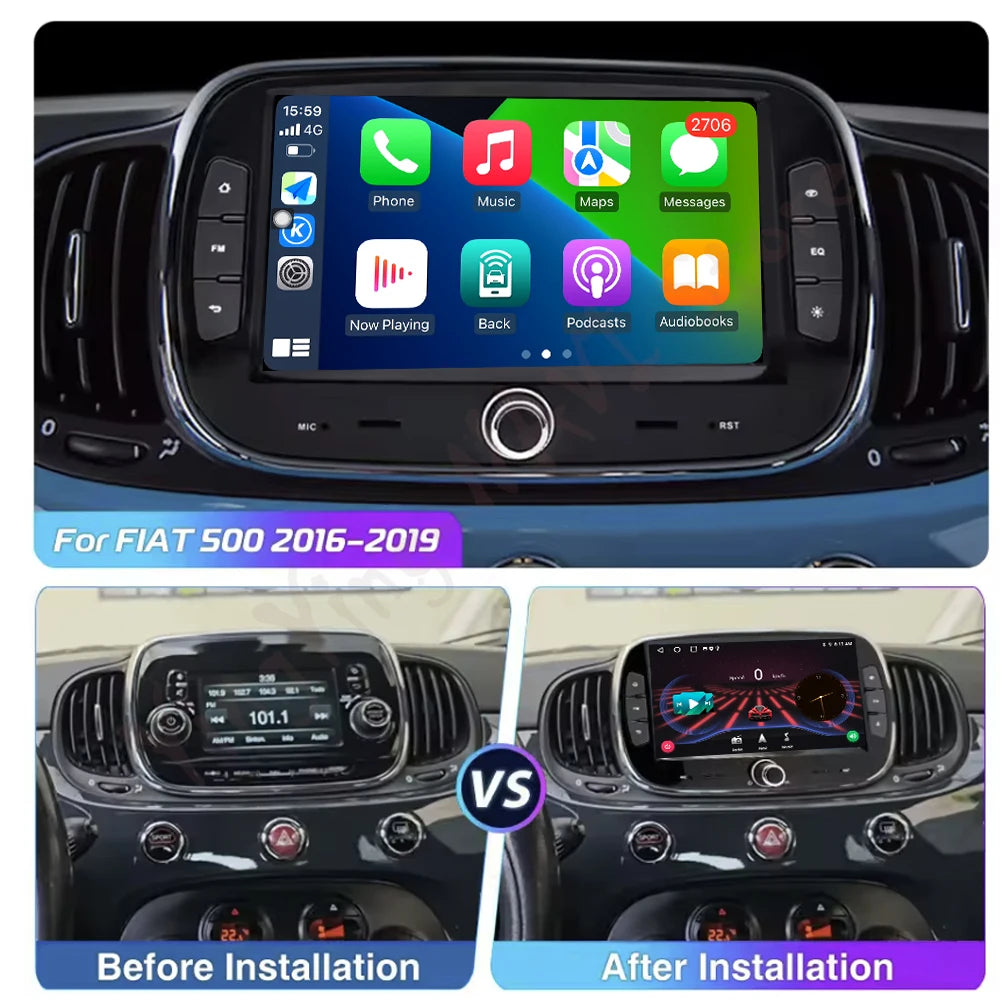 Android16 For Fiat 500 2016-2019 Car Radio Multimedia Player Video Navigation Carplay Ster