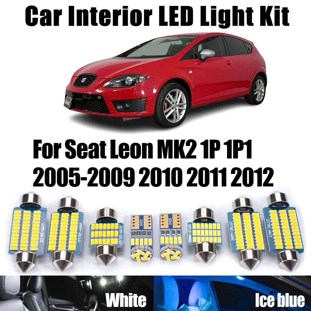 Car Accessories Error Free LED Interior Ceiling Lights Dome Map Lamp Kit For Seat Leon MK2