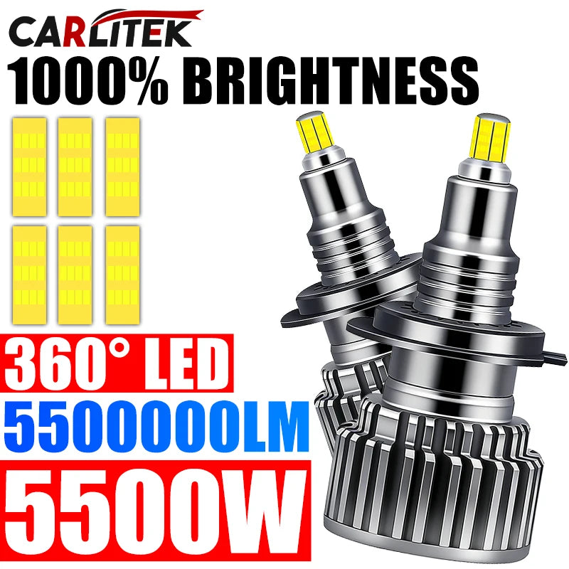 3D 360 H7 Led Canbus Car Headlight Bulb 5500W H11 H4 H1 HB3 9005 HB4 9006 9012 H27 880 881