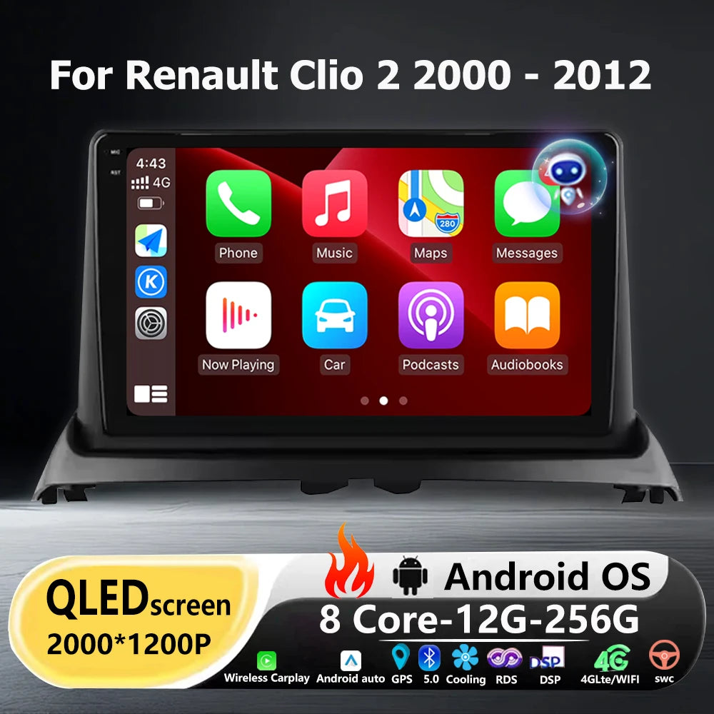 Car Radio Multimedia Video Player GPS Navigation Tools For Renault Clio 2 2000-2012 Androi