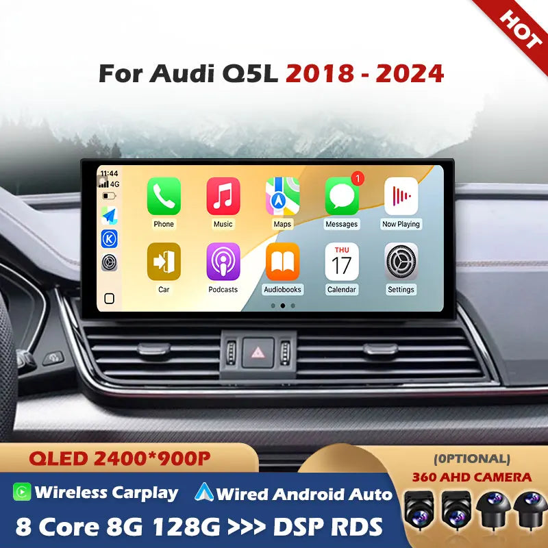 Android 15 For Audi Q5L 2018 - 2024 Wireless Carplay QLED Screen 4G WIFI DSP Stereo GPS Ca