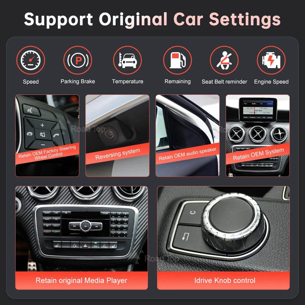 RoadTop Wireless CarPlay Android Auto Car Multimedia Linux Touch Screen for Mercedes Benz  | AUTOKITSHOP