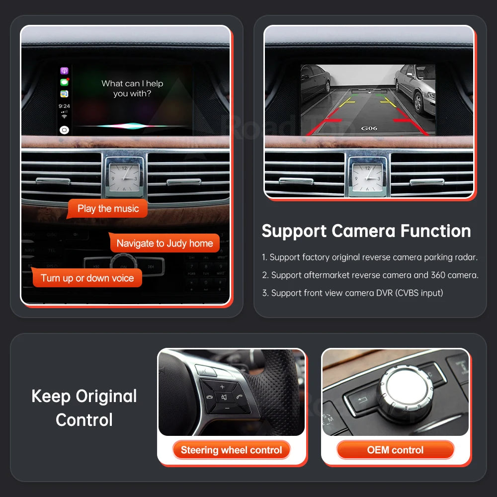 Road Top Wireless CarPlay Android Auto for Mercedes Benz CLS W218 2011-2015 with Mirror Li | AUTOKITSHOP