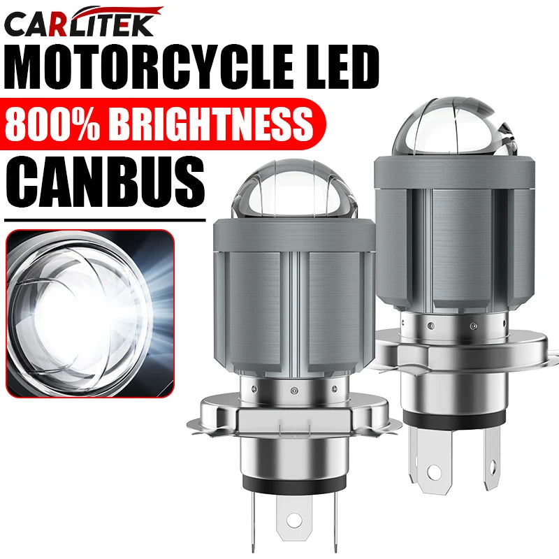 1/2Pcs CARLitek H4 LED Motorcycle Light Bulb LED Fisheye Lens 6500K White CSP Chip H4 Moto