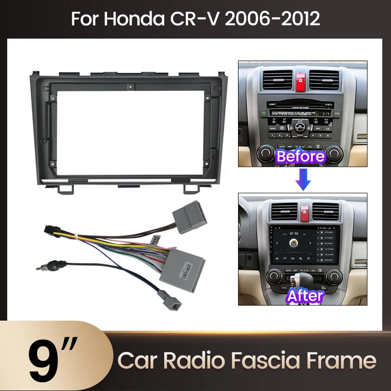 For Honda CRV CR-V 3 RE 2006 - 2012 9inch Android Car Radio Fascia Frame Harness Installat