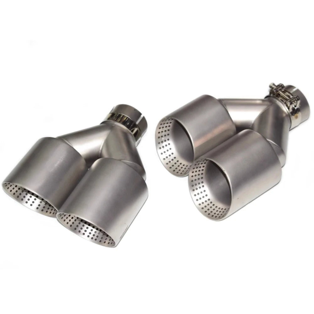 1 PCS Exhaust Tip Car Modify Double Outlet Exhaust Pipe Nozzle Decoration Matt Stainless Tail Pi - Automotive LED Light