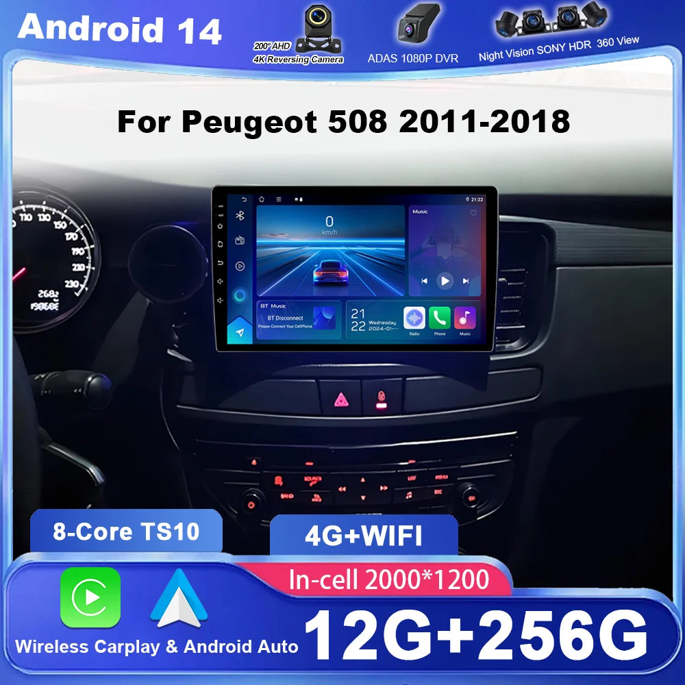 Android Car DVD Radio For Peugeot 508 2011-2018 Auto Multimidia Video Player 4G Carplay Sc