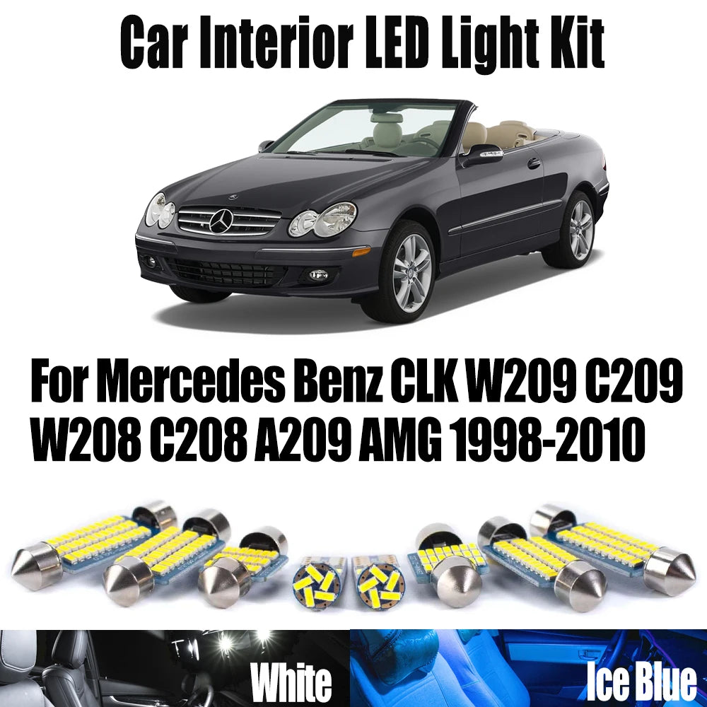 LED Interior Light Kit for Mercedes Benz CLK W209 C209 W208 C208 A209 AMG 1998-2009 - Canbus Dome Map Door Trunk Bulb...