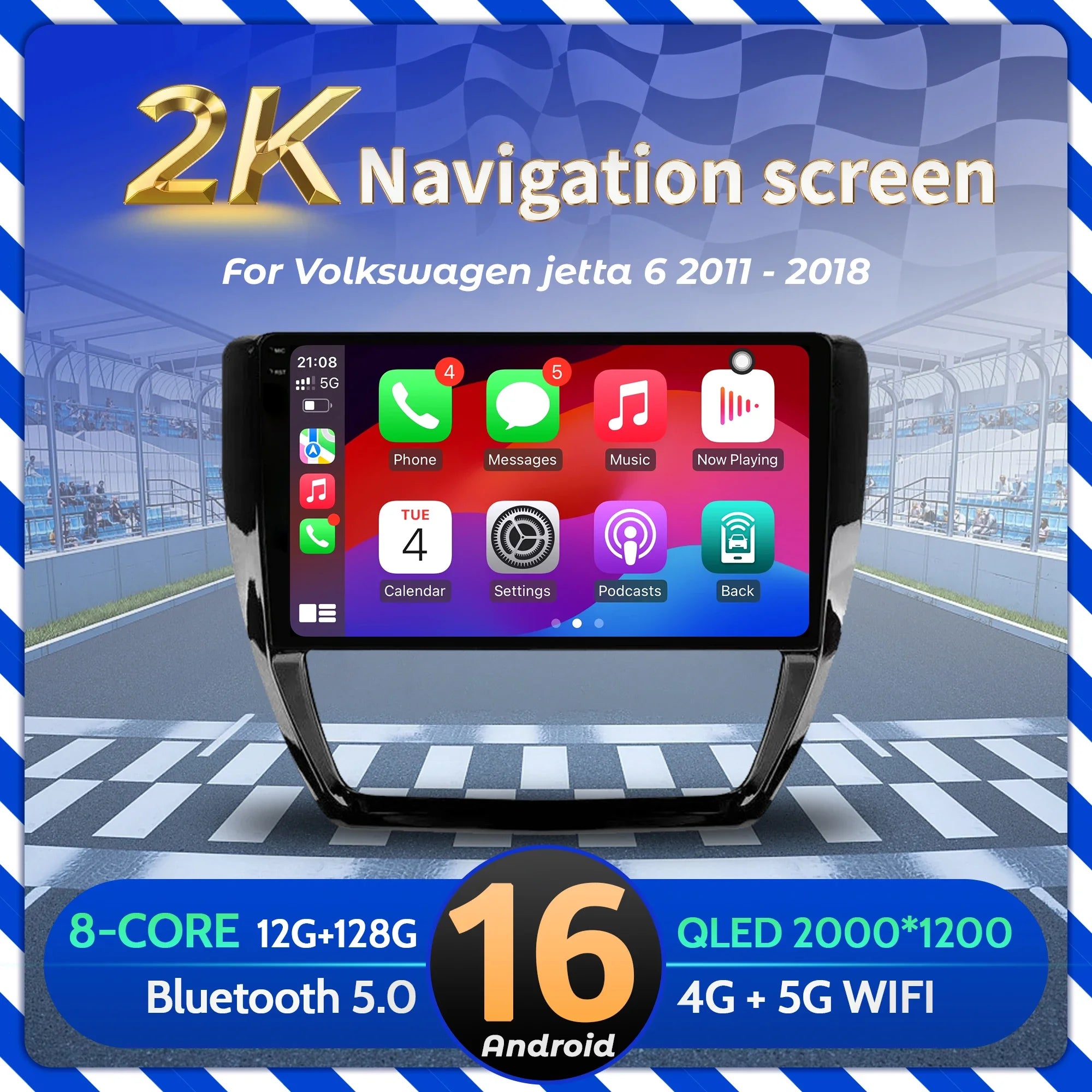 10“ Car Radio Android 16 For Volkswagen jetta 6 2011-2018 BT Carplay Multimedia Navigation