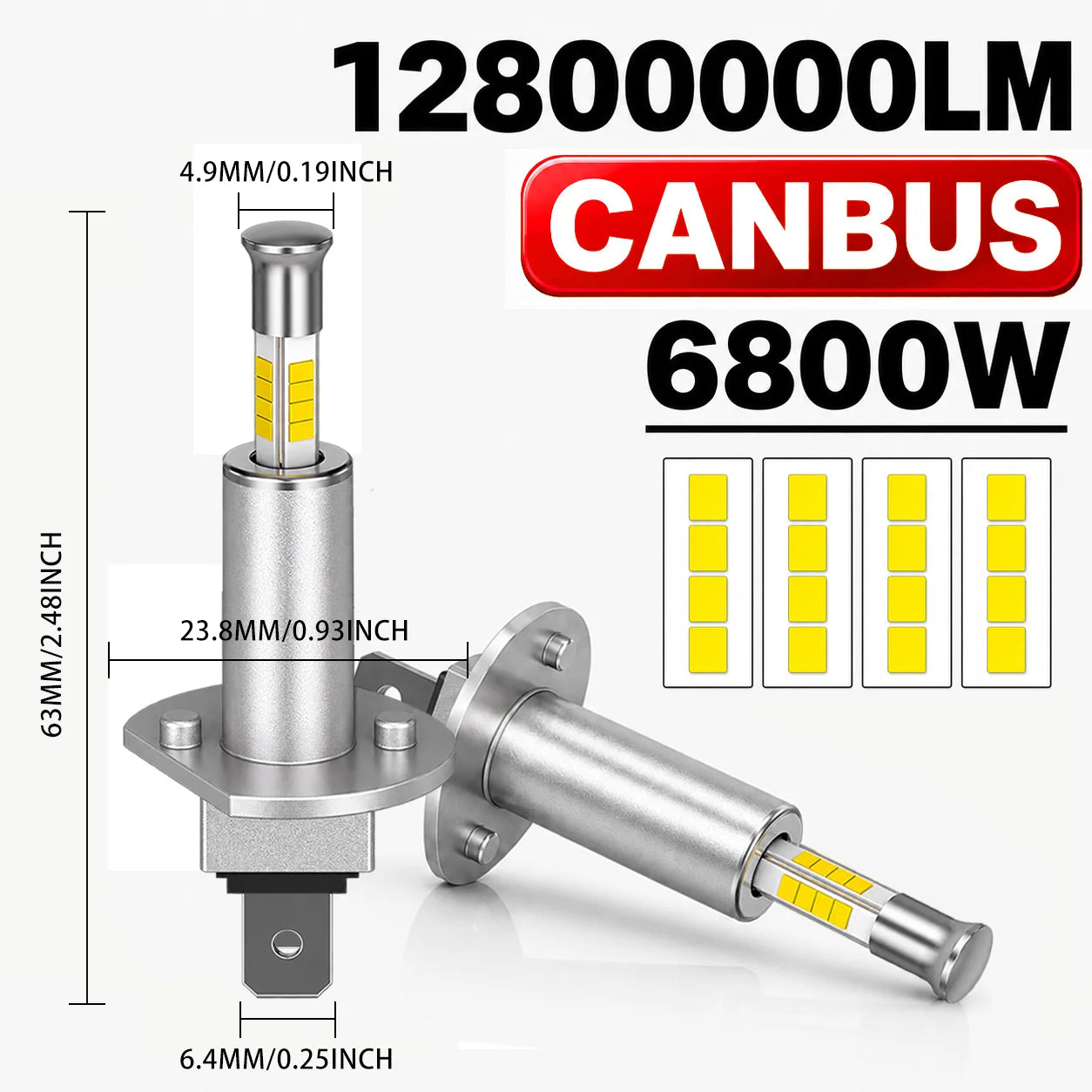 360 H1 Headlights 12800000LM 6000K 6800W Mini Size 16PCS 9980 CSP Chips Auto Light Kits Re