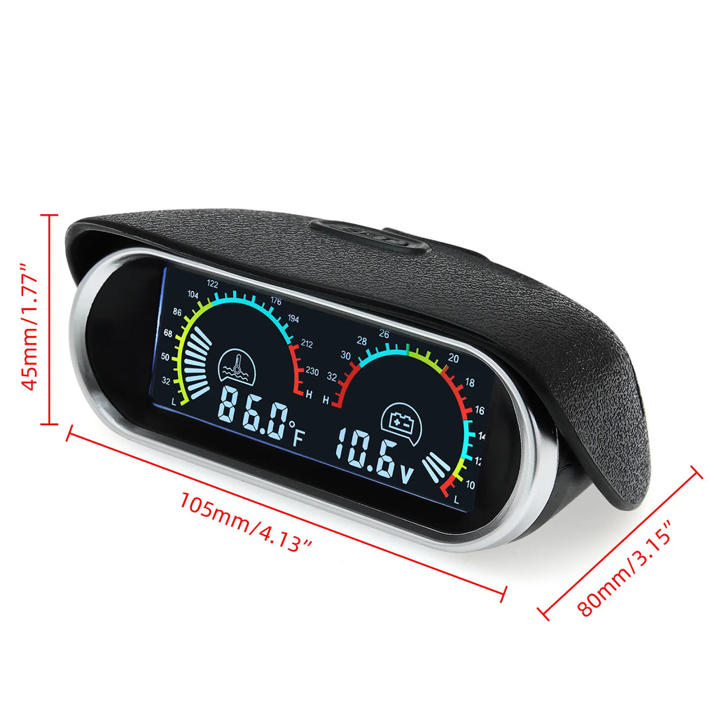 Car Truck 2 IN 1 LCD Gauge Water Temperature Meter +Voltmeter With 1/8 NPT Temp Sensor Water Tem - Automotive LED Light
