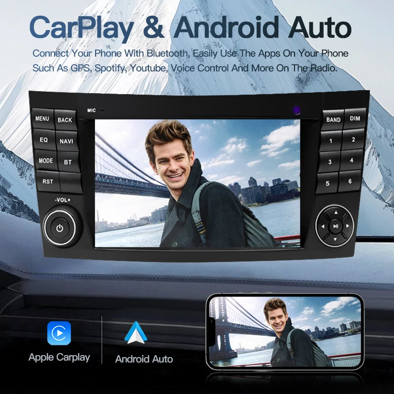 SZLELV For Mercedes Benz CLK Class W209 CLS W219 Android 15 Auto Audio Video Car Radio GPS