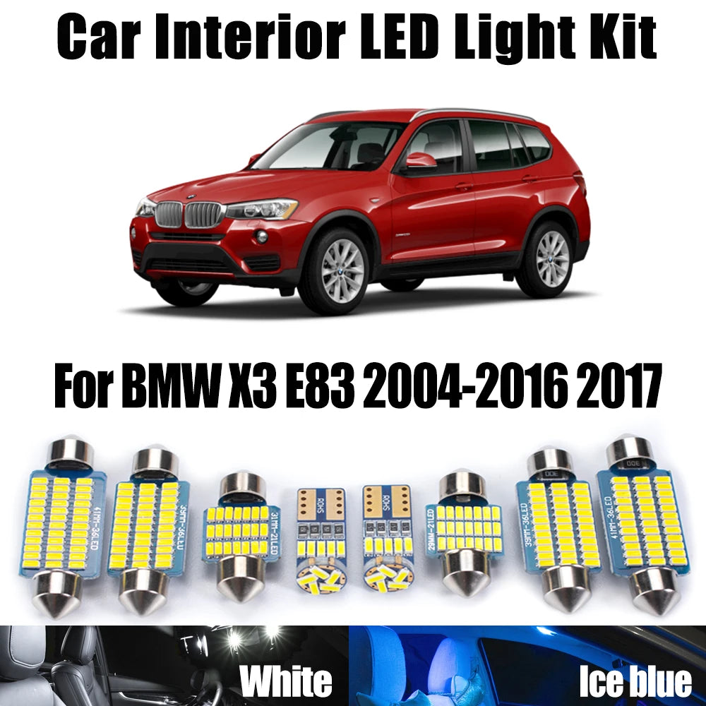 LED Interior Light Kit for BMW X3 E83 2004-2014 - Canbus Dome Map Door Trunk Bulbs | AUTOKITSHOP