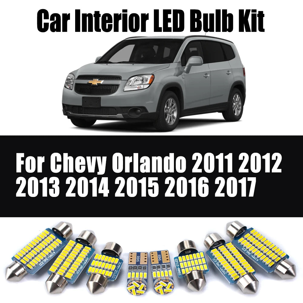 13-Piece LED Interior Light Kit for Chevrolet Chevy Orlando 2011- 2016 - Canbus Dome Map Door Trunk Bulbs | AUTOKITSHOP