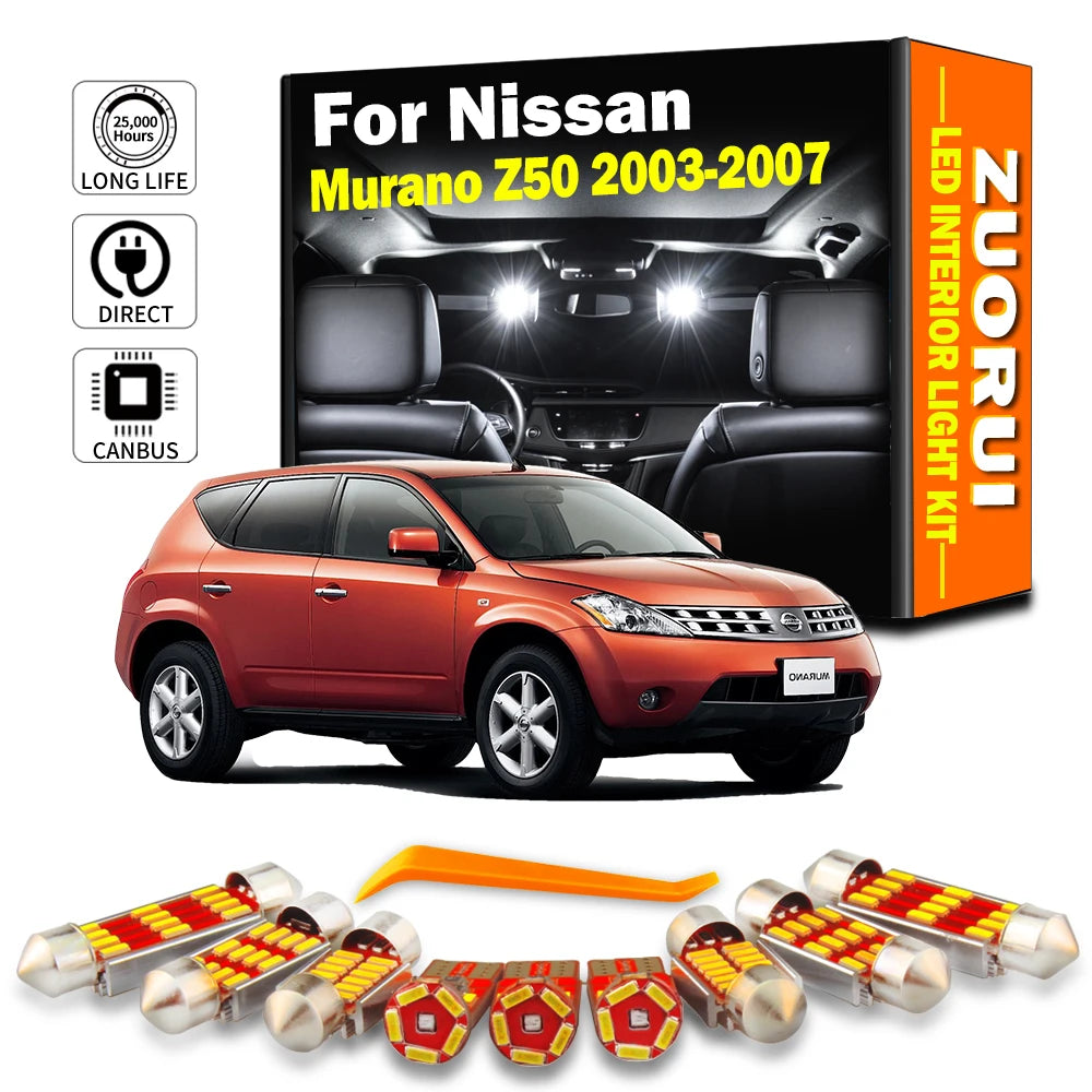 15-Piece LED Interior Light Kit for Nissan Murano Z50 MK1 1 I - Canbus Error-Free Bulbs | AUTOKITSHOP