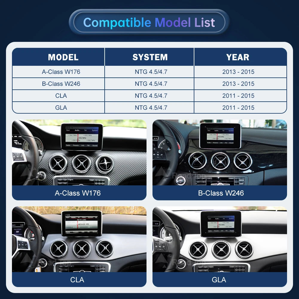 Road Top Wireless CarPlay for Mercedes Benz A B Class W176 W246 CLA GLA NTG4.5/NTG4.7/NTG5 | AUTOKITSHOP