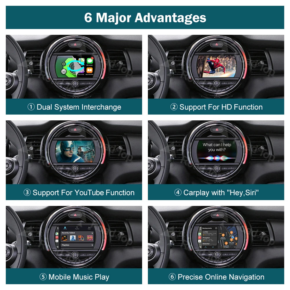 CN RoadTop CarPlay Wireless Android Auto For MINI Cooper John Cooper Works R55 R56 R57 R58