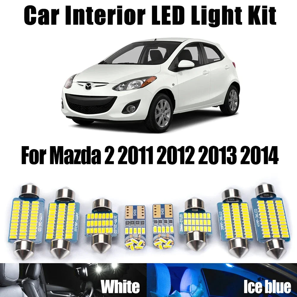 8-Piece LED Interior Light Kit for Mazda 2 - Canbus Error-Free Bulbs | AUTOKITSHOP