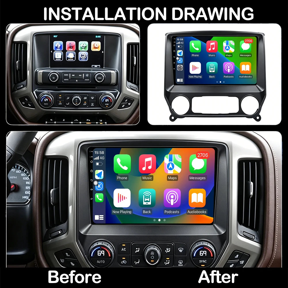 Android 16 Auto Car Radio Multimedia Video Player CarPlay For Chevrolet Silverado 3 GMTK2