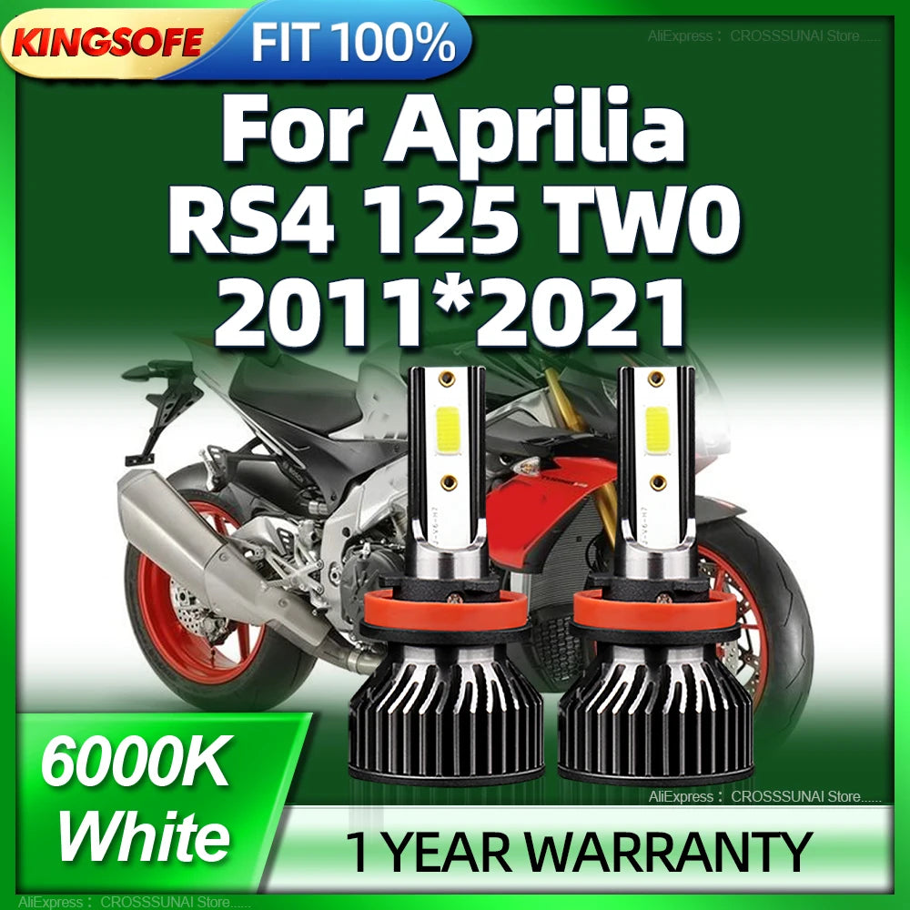 120W H11 6000K Bright White Motorcycle LED Bulbs Headlight For Aprilia RS4 125 TW0 2011 20