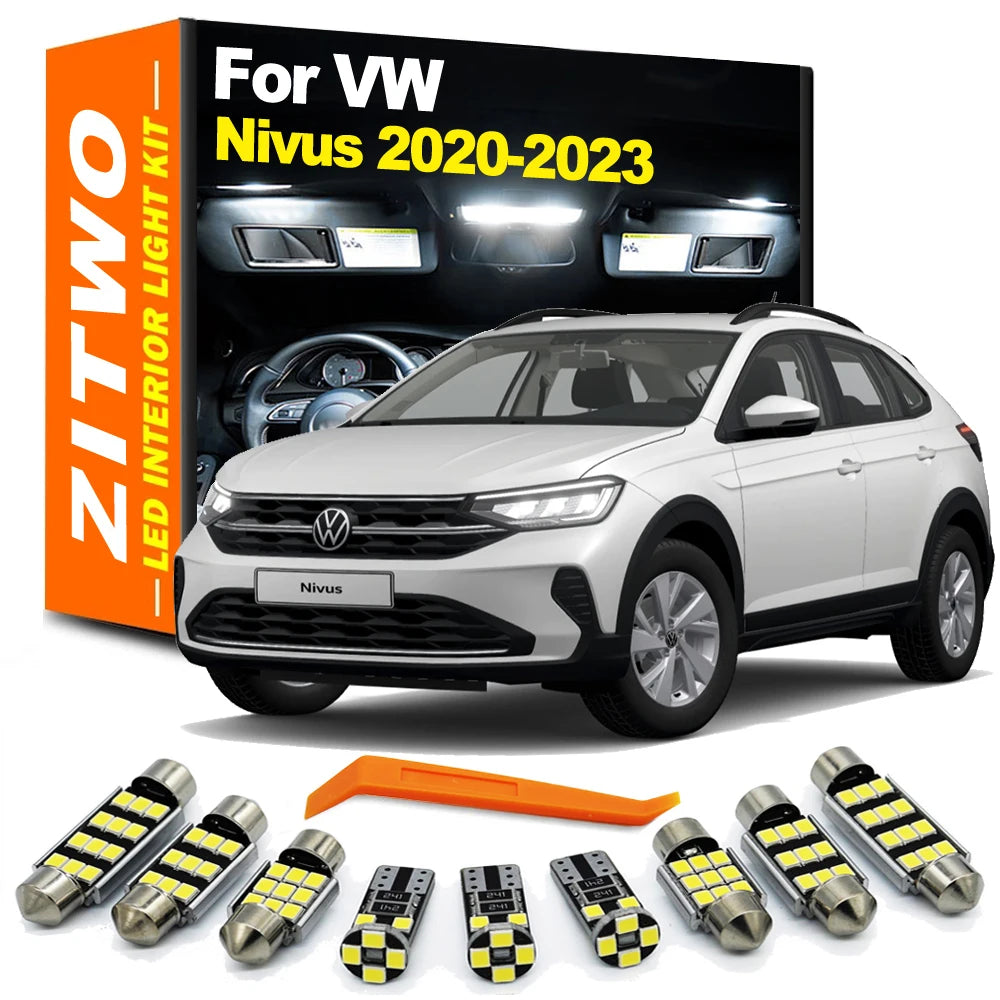 ZITWO 10Pcs Car LED Bulb Interior Dome Reading Map Roof Trunk Light Kit For VW Volkswagen Nivus 2020 2021 2022 2023 Accessories