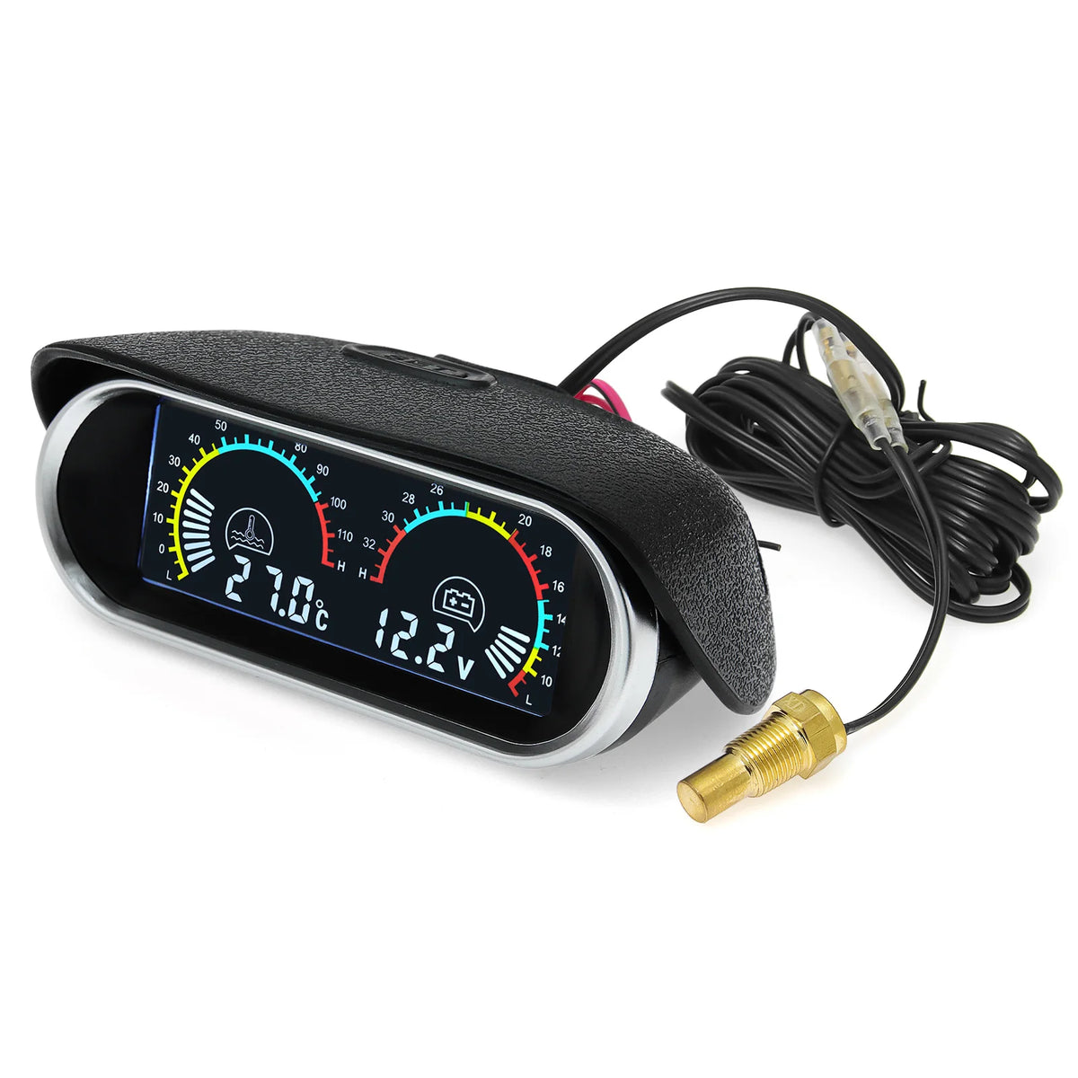 AD 2in1 LCD Digital Voltmeter + Water Temp Gauge Car Water Temperature Meter + Water Temp Joint  - Automotive LED Light