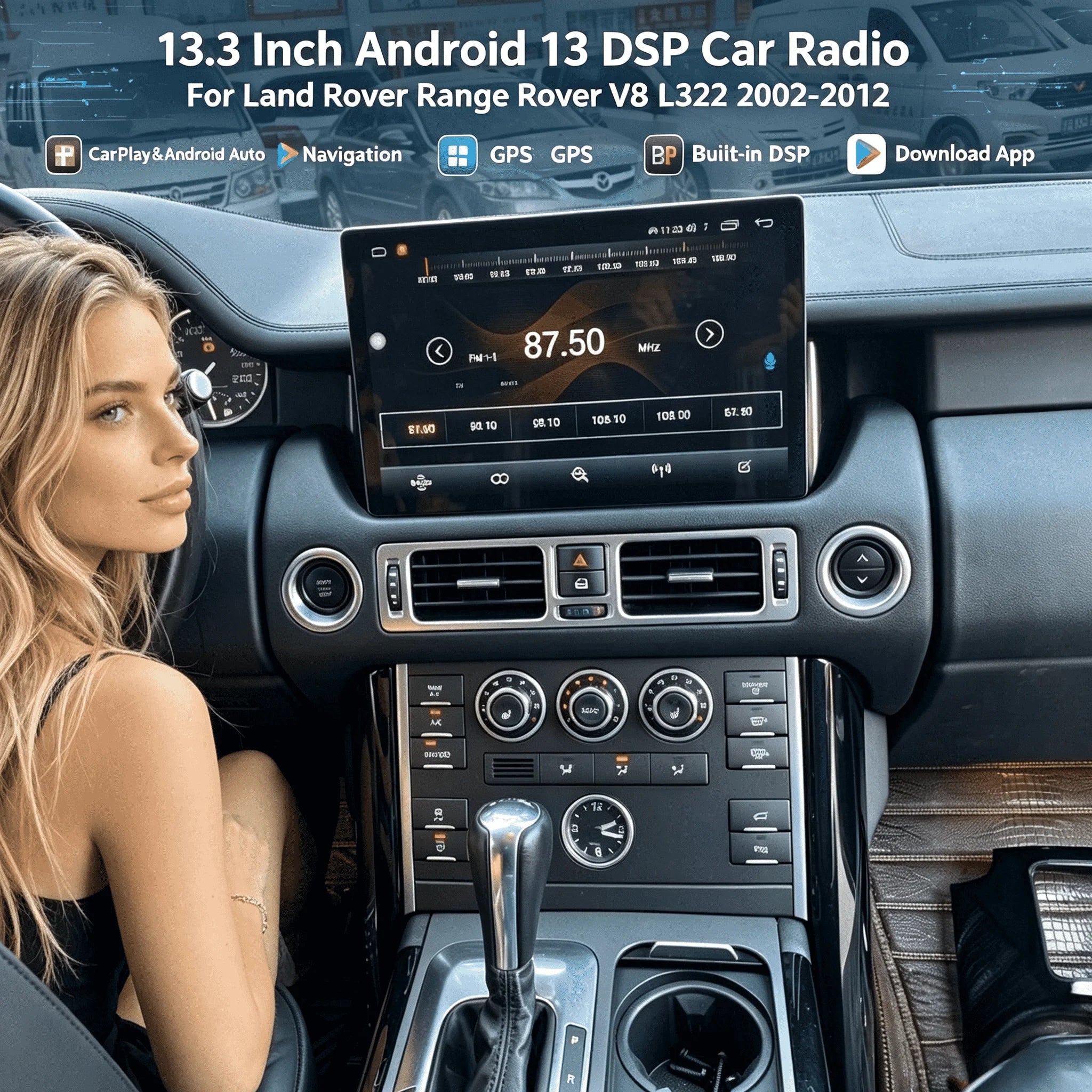 13.3" Android 13 DSP Car Radio For Land Rover Range Rover V8 L322 2002-2012 Wireless Carpl