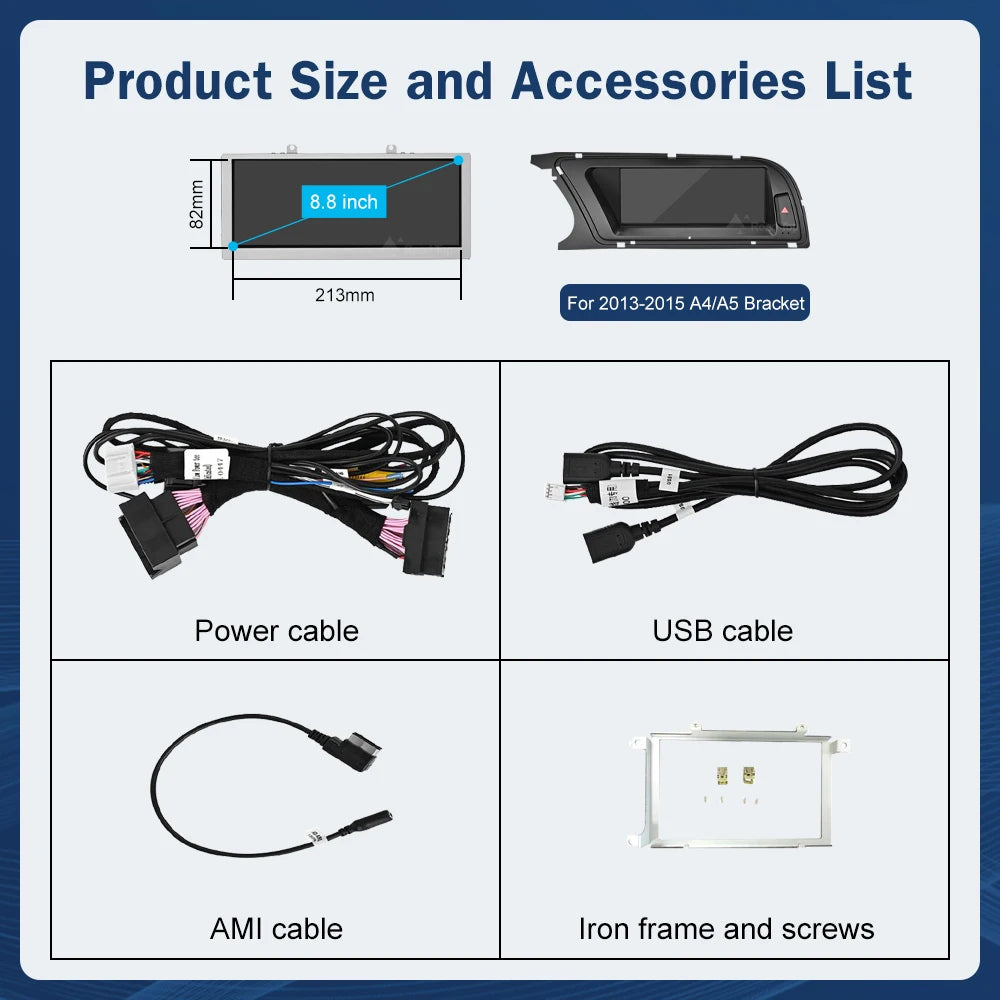 8.9 Inch Multimedia Display For Audi A4 S4 B8 2013-2015 Airplay Miracast Function Touch Sc | AUTOKITSHOP
