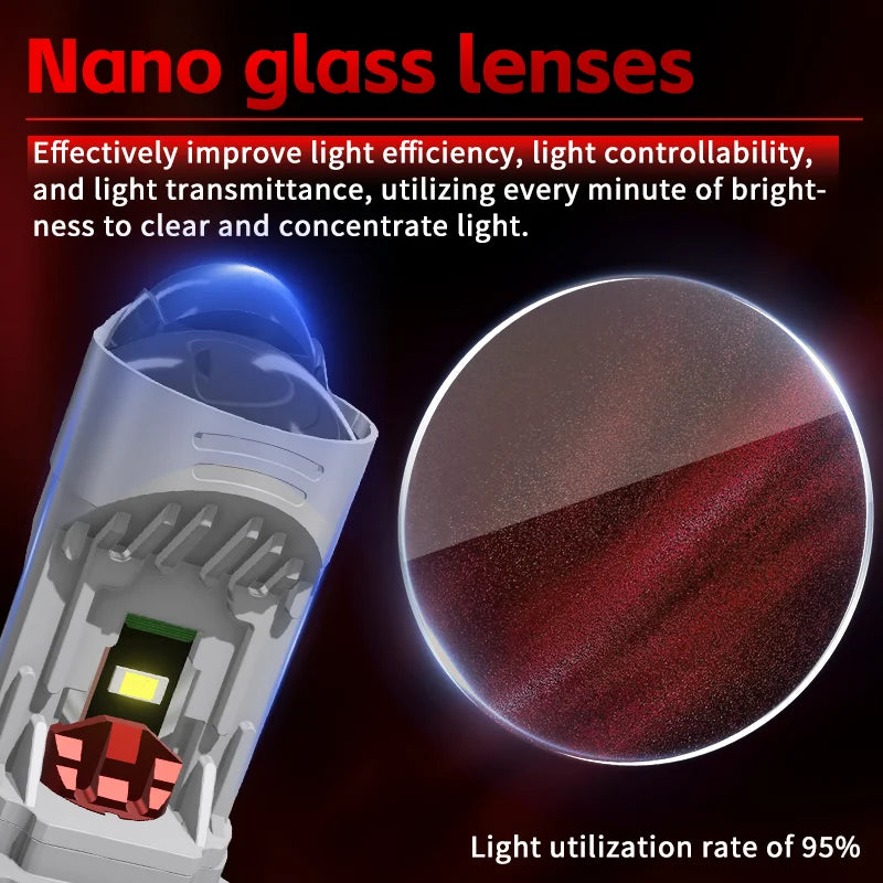 H4 LED Projector lens Car Headlights 150W 6000K 9003 HB2 Auto Lights Bulb H4 High Low Turb