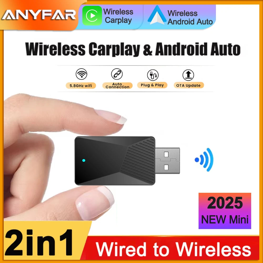 2In1 Dongle Android Auto Wireless Carplay USB Bluetooth Wifi Plug and Play For RV Audi Ben