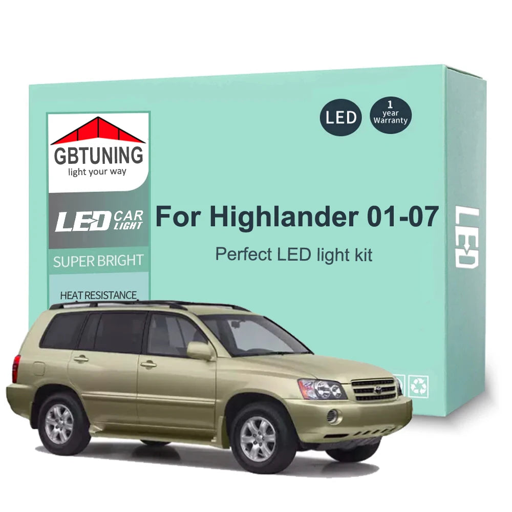 11-Piece LED Interior Light Kit for Toyota Highlander Kluger - Canbus Error-Free Bulbs | AUTOKITSHOP