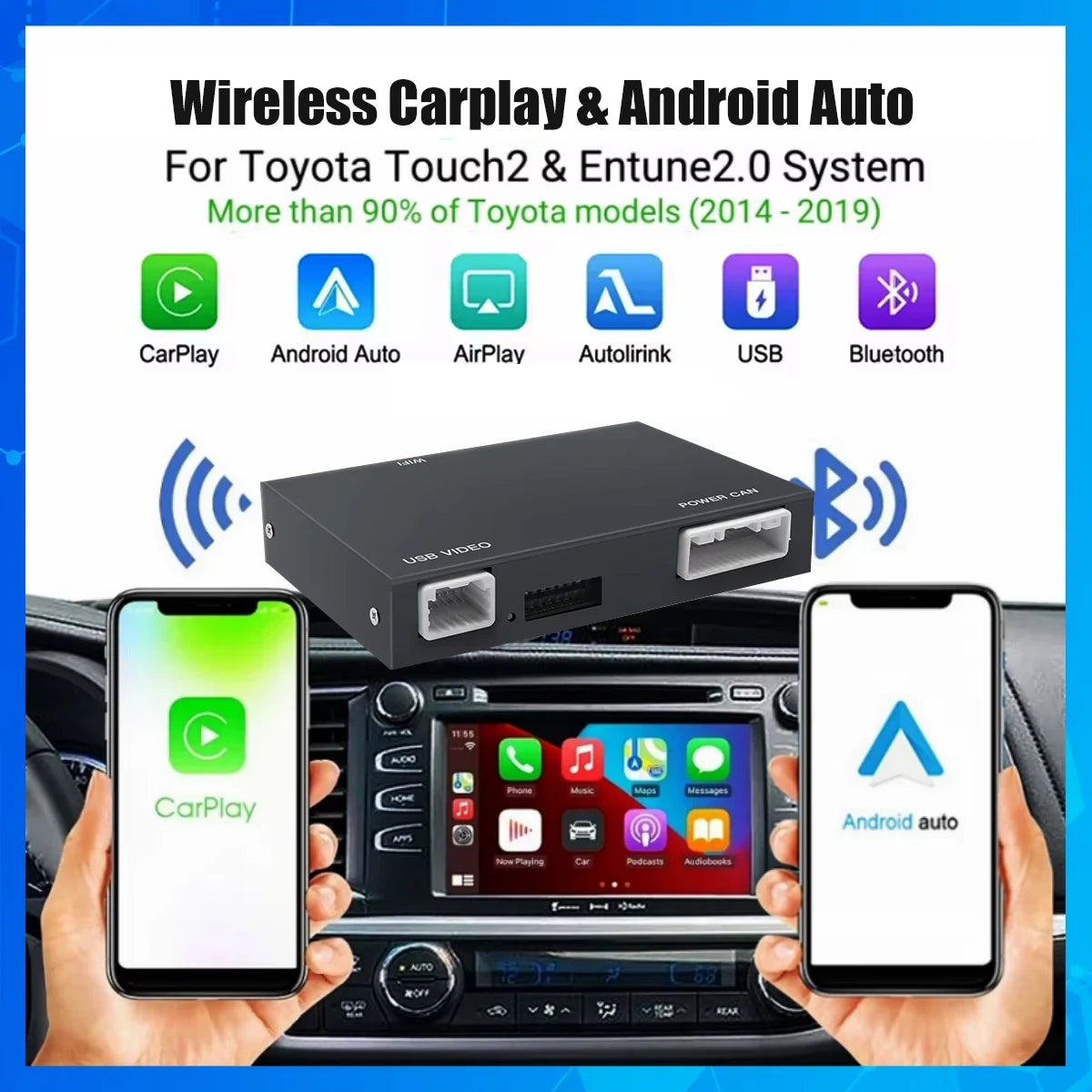 Wireless CarPlay For TOYOTA 2014-2019 HIGHLANDER 4Runner Tundra RAV4 Tacoma Land Curiser P | AUTOKITSHOP