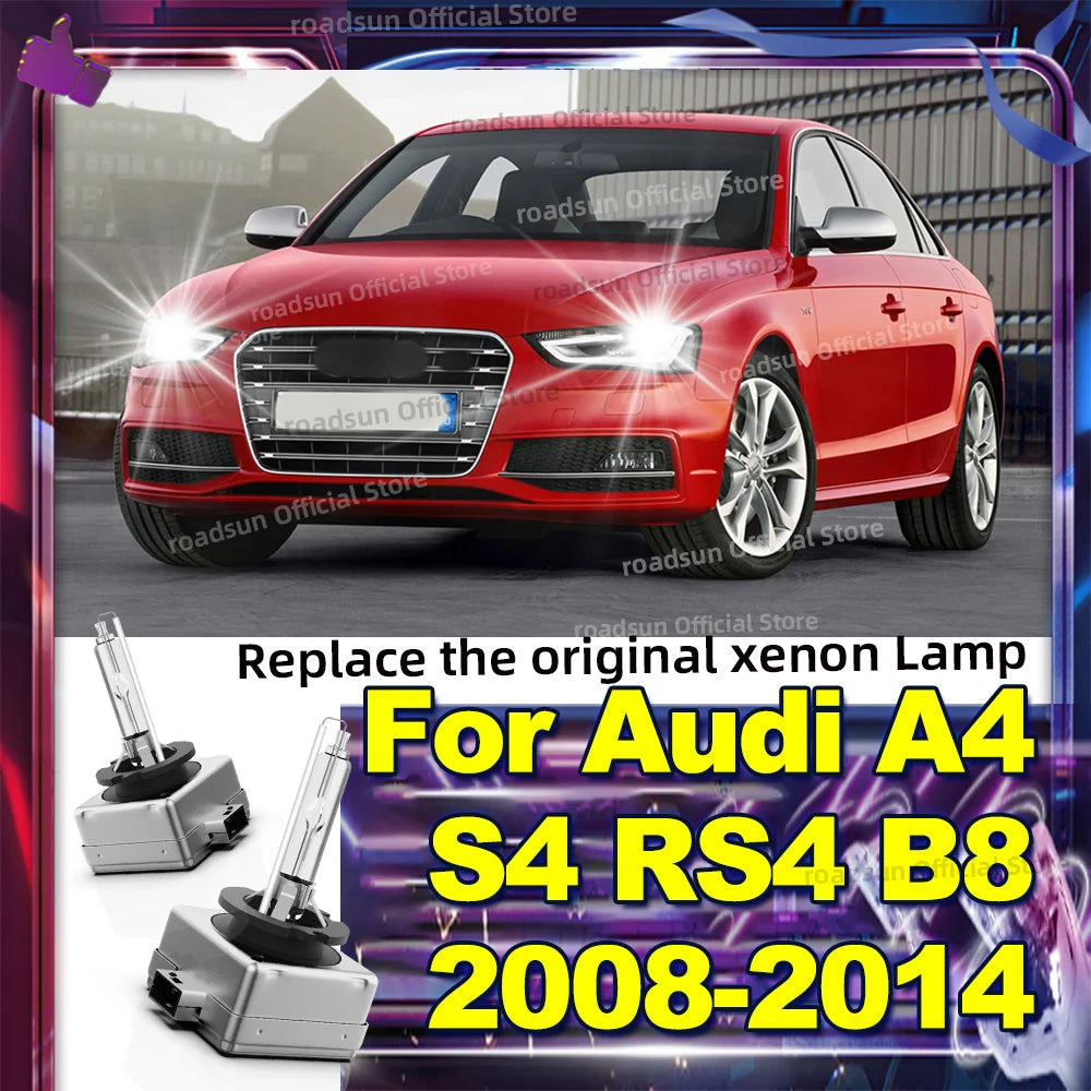 2X HID Bulb Xenon Headlight Lamp 6000K for Audi A4 S4 RS4 B8 2008 2009 2010 2011 2012 2013