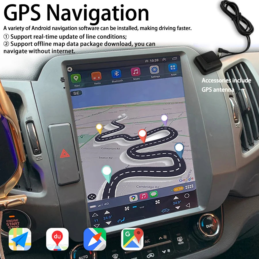 Android 13 For Kia Sportage 2013 2012 Tesla Screen Stereo GPS Navigation CARPLAY Car Radio