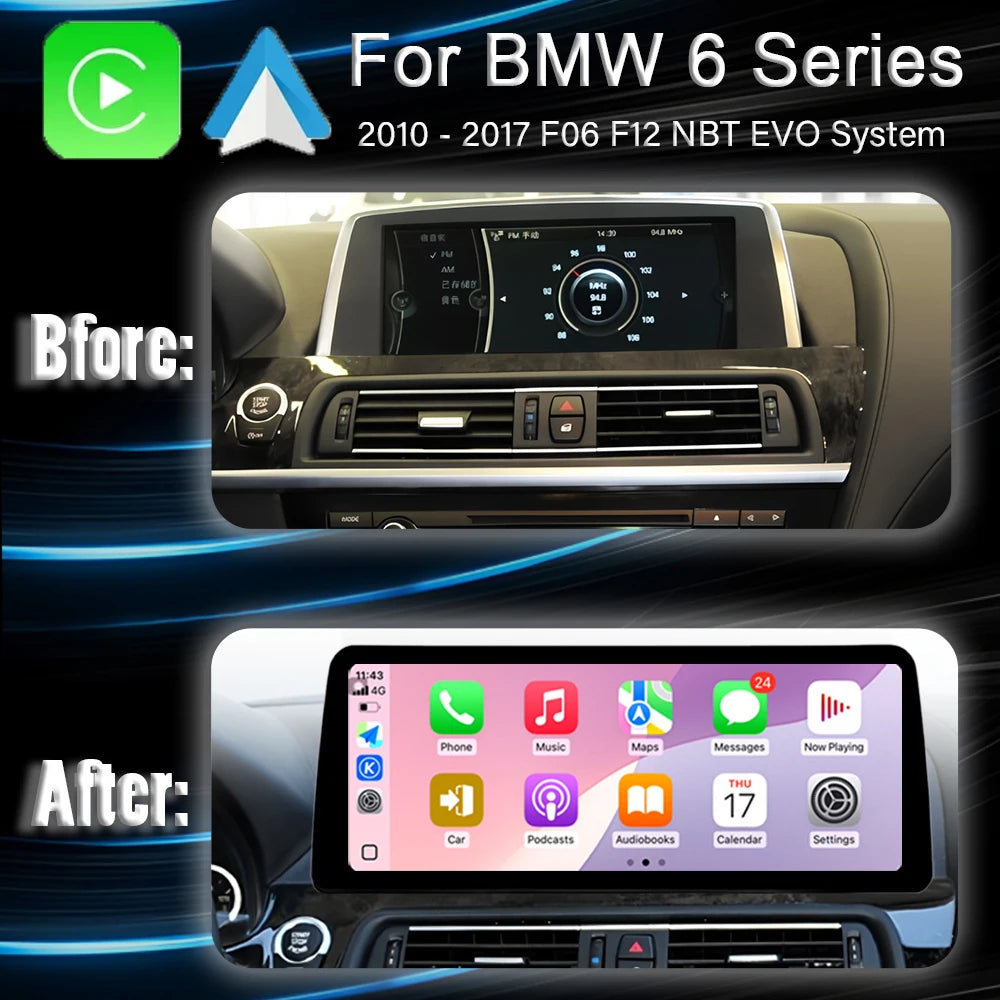 Android 14 Radios Carplay Monitor For BMW 6 Series F06 F12 Right Hand Drvie Car Multimedia