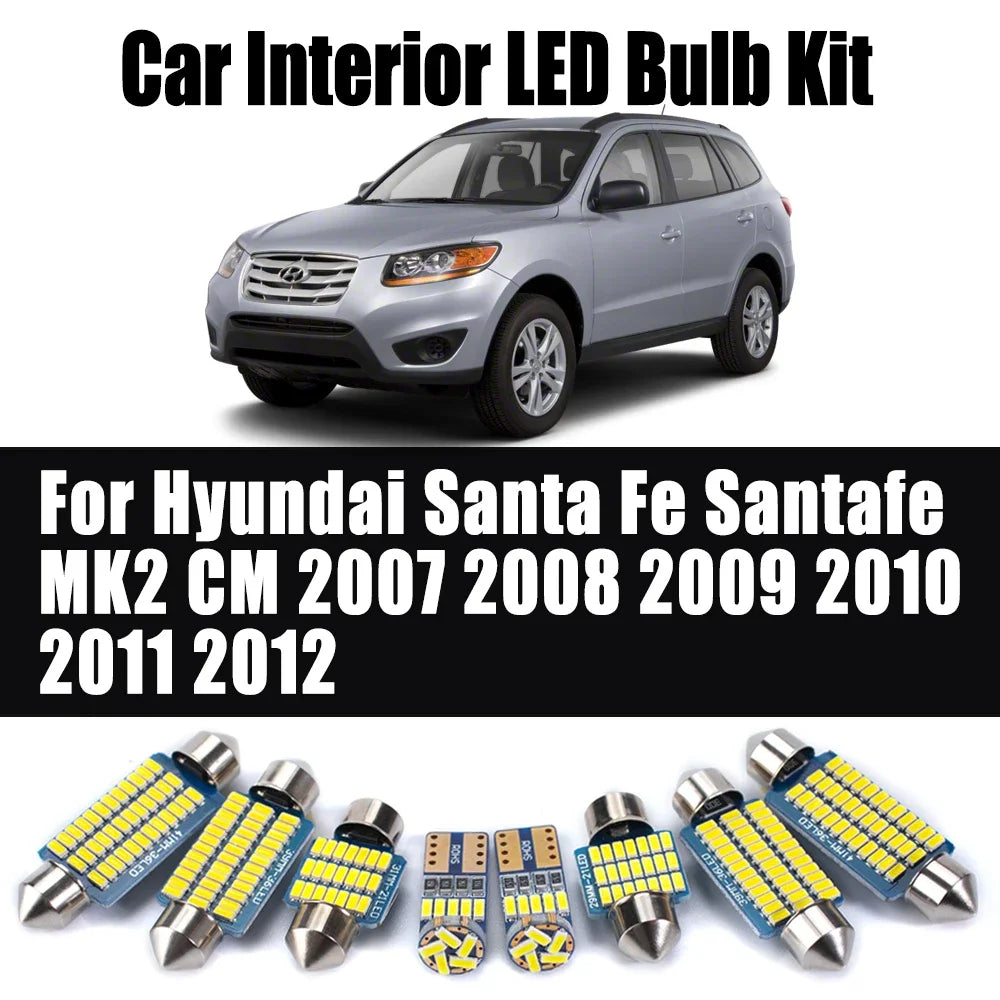 12-Piece LED Interior Light Kit for Hyundai Santa Fe Santafe MK2 CM - Canbus Error-Free Bulbs | AUTOKITSHOP