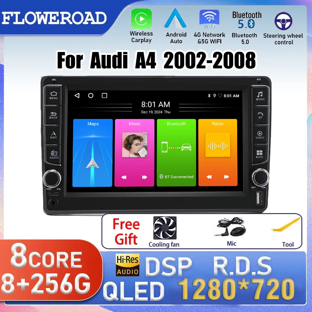 9 Inch Android 15 Car Radio Multimedia For Audi A4 2002-2008 Head Unit BT GPS video DVD DS | AUTOKITSHOP