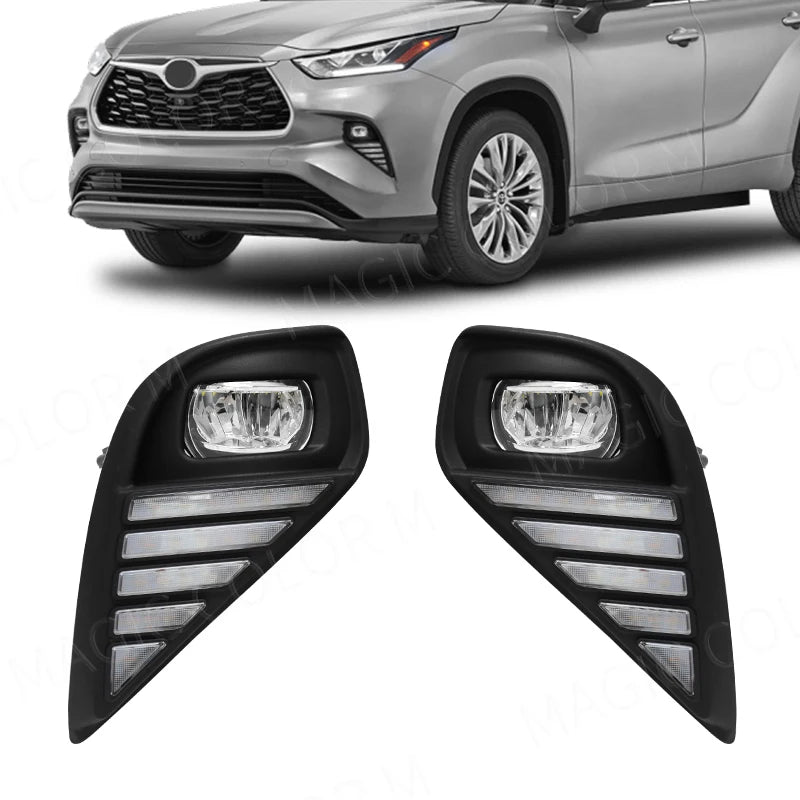For Toyota Highlander 2021 2022 DRL Fog Light Led Daytime Running Lamp Daylights Dual Colo | AUTOKITSHOP