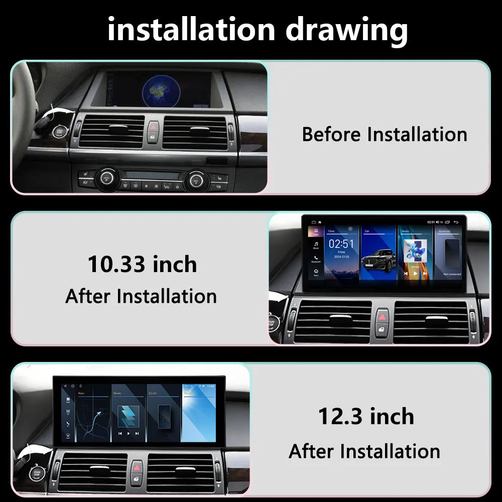 Wireless Carplay Touch Screen for BMW X5 E70 X6 E71 2008 - 2013 CCC CIC System Android Aut