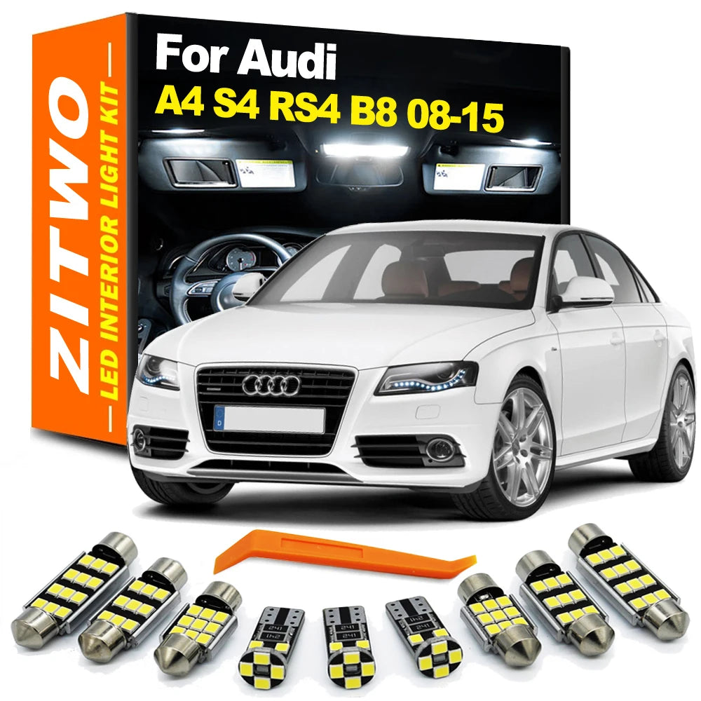 ZITWO Full LED Interior Dome Door Light Plate Bulb Kit For Audi A4 S4 RS4 B8 Sedan Avant 2008 2009 2010 2011 2012 2013 2014 2015