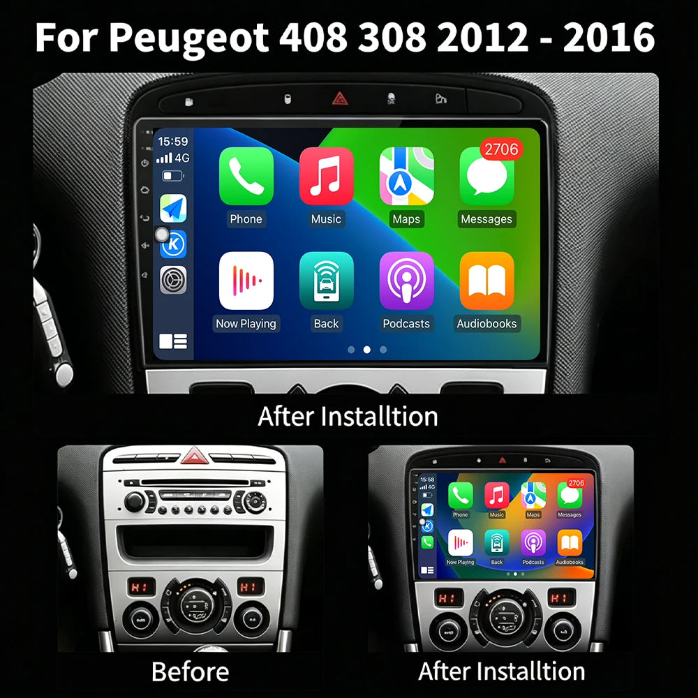 For Peugeot 408 308 308SW 2012-2020 Android Auto Car Radio Multimedia Player Monitor Stere