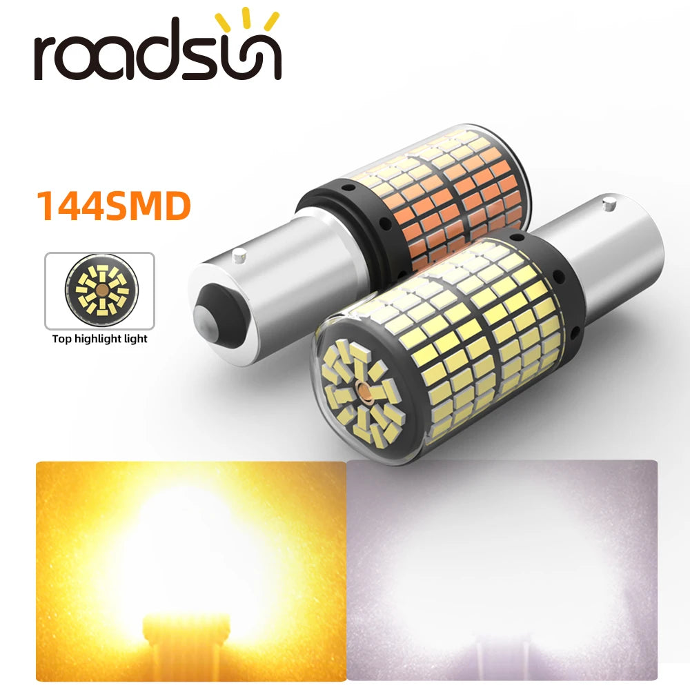 roadsun 2pcs 144SMD 1156 BA15S P21W 1157 P21/5W BAY15D Canbus Car Reserve Brake Lamp Bulb