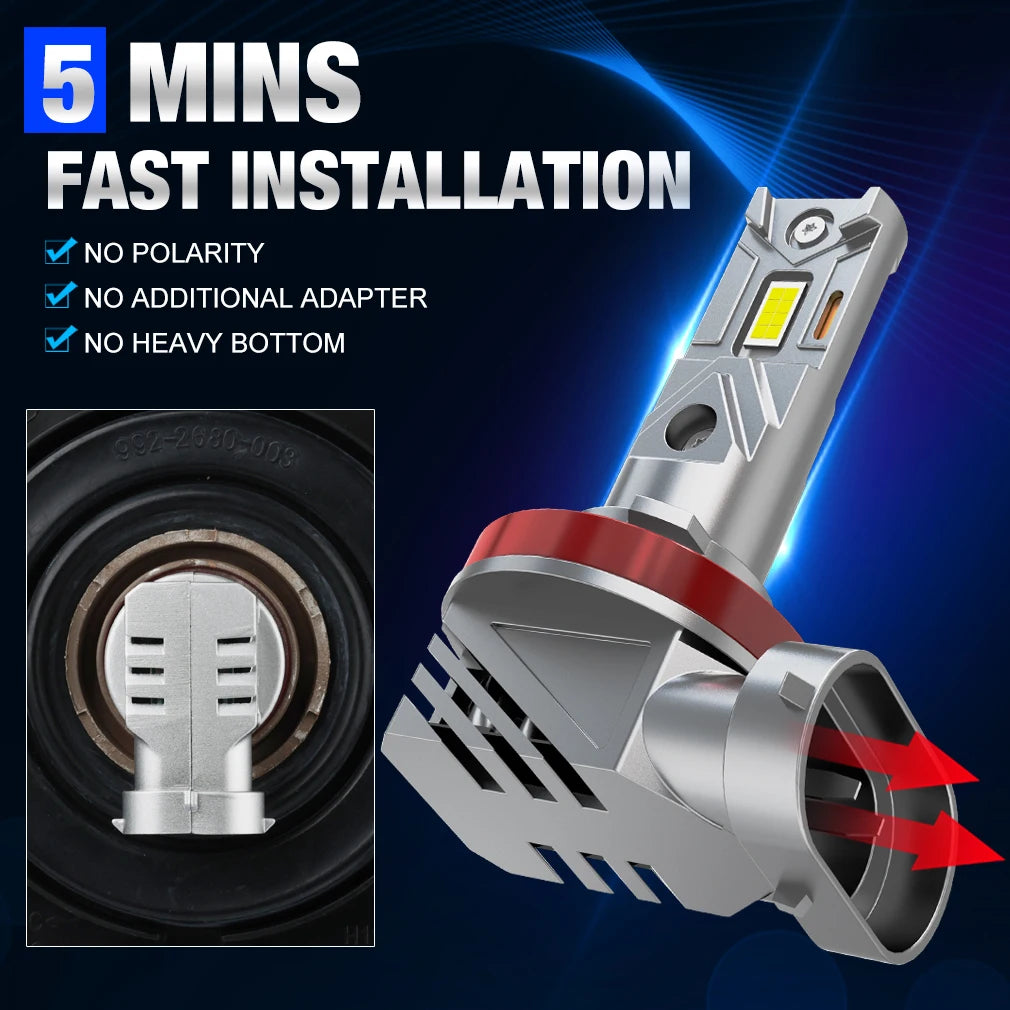 H11 LED Headlight Bulbs 9005 HB3 9006 HB4 Canbus High Low Beam Car Light 30000LM 260W Turb